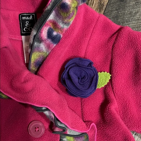 Vibrant Pink Kids Pea Coat with Scarf - Picture 4 of 6